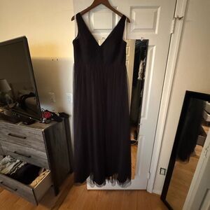 Revelry Black Maxi Gown with V-Neck Sleeveless Design for Weddings